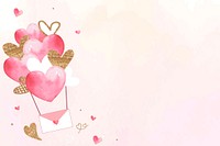 Pink valentine&rsquo;s background vector with flying love letter