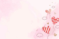 Heart balloon Valentine’s background vector with watercolor texture