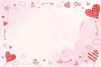 Valentine&rsquo;s heart balloon frame vector pink watercolor background