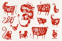 Chinese new year zodiac vector symbol collection