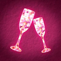 Pink sequin champagne glasses vector celebration icon