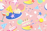 Pink birthday pattern vector celebration background
