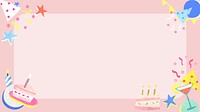 Pink birthday rectangle frame vector cute celebration