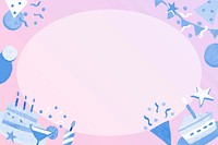 Cute birthday round frame vector purple celebration