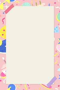 Pink birthday rectangle frame vector cute celebration