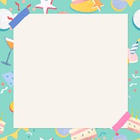 Cute birthday square frame vector green celebration