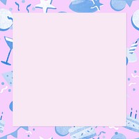 Cute birthday square frame vector purple celebration