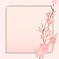 Pink cherry blossom vector square frame