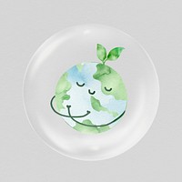 Planet Earth sticker, environment bubble psd