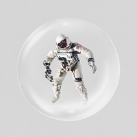 Floating astronaut sticker, galaxy aesthetic in bubble psd