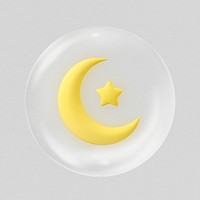 Star and crescent sticker, Islamic symbol symbol in bubble psd