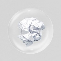 Crumpled paper in bubble, writer's block bubble concept art