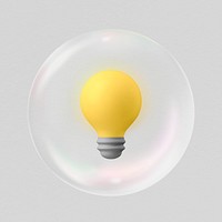 3D light bulb sticker, environment icon in bubble psd