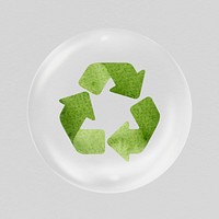 Recycle symbol sticker, environment icon in bubble psd