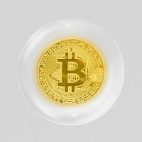 Bitcoin cryptocurrency in bubble sticker, business finance concept art psd