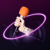 Karaoke microphone, entertainment technology graphic 