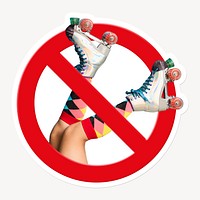 Forbidden sign symbol, no roller skate psd