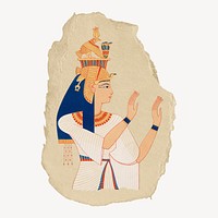 Portrait of Queen Tiye wife of Amenhotep illustration, vintage illustration on torn paper