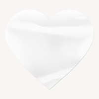 Blank wrinkled sticker, heart shape, white Valentine's design