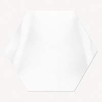 Blank wrinkled sticker, hexagon shape, off white design
