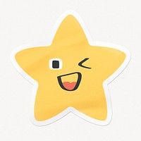Star shape sticker mockup, isolated object psd