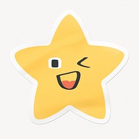 Gold star sticker, cute cartoon character illustration