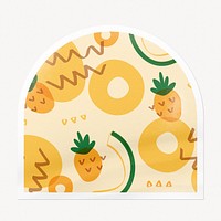 Yellow tropical sticker, arch shape illustration
