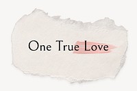 Ripped paper template with editable quote psd, one true love