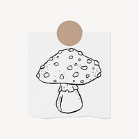 Cute mushroom doodle, stationery paper, off white design