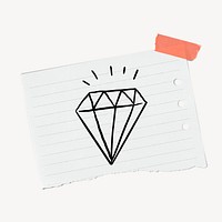 Cute diamond png doodle, stationery paper, illustration, off white design psd