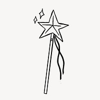 Magic wand doodle, drawing illustration, off white design