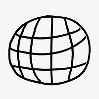 Cute globe doodle, drawing illustration, off white design