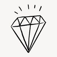 Cute diamond doodle, drawing illustration, off white design