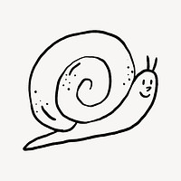 Cute snail doodle, collage element, off white design psd