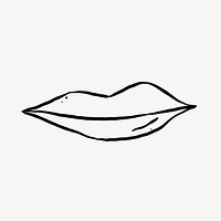 Lips doodle, cute illustration, off white design