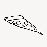 Cute pizza doodle, collage element, off white design psd