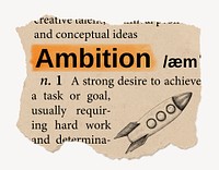 Ambition definition, vintage ripped dictionary word