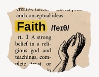 Faith definition, vintage ripped dictionary word