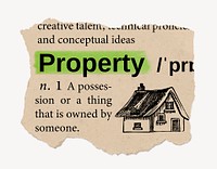 Property definition, vintage ripped dictionary word