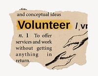 Volunteer definition, vintage ripped dictionary word