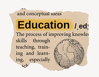 Education definition, vintage ripped dictionary word
