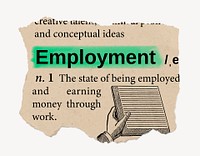 Employment definition, vintage ripped dictionary word