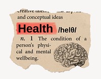 Health definition, vintage ripped dictionary word