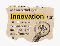 Innovation definition, vintage ripped dictionary word