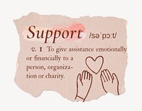 Support definition, ripped dictionary word in pink aesthetic