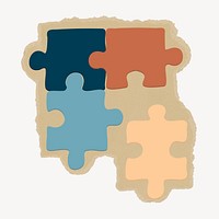 Jigsaws, business sticker, ripped paper design psd