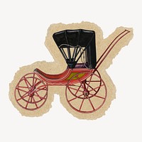 Vintage carriage sticker, ripped paper design psd