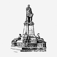 Historical monument drawing, vintage illustration. Free public domain CC0 image.