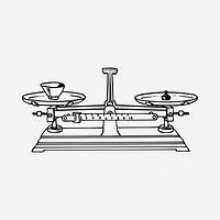 Balance scale drawing, vintage illustration. Free public domain CC0 image.