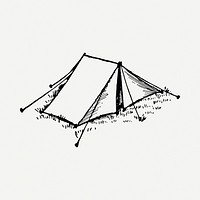 Camping tent drawing, vintage illustration psd. Free public domain CC0 image.